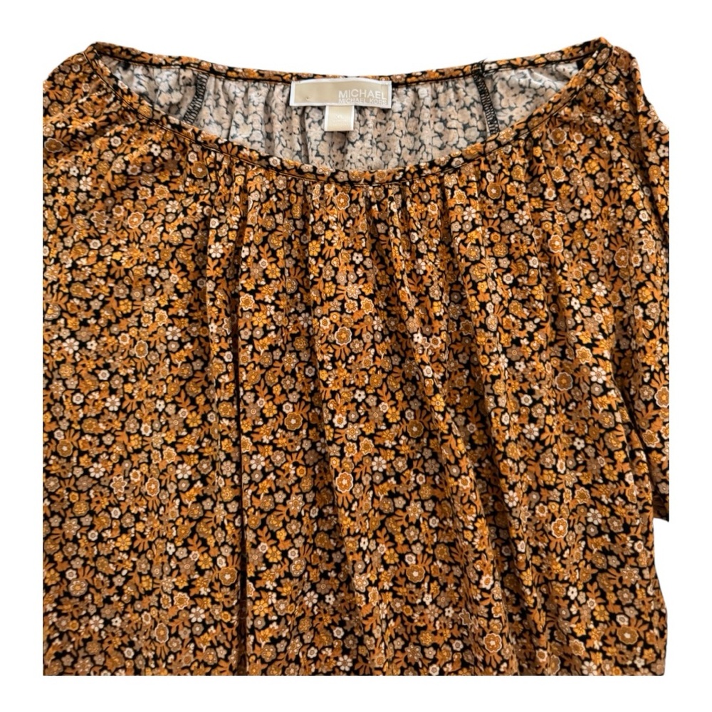 Michael Kors Floral Peasant Blouse XL | Bell Sleeve Fall Top - Picture 2 of 9